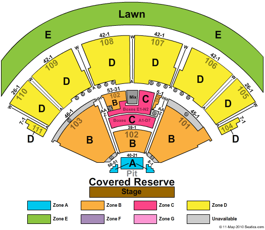 The Cynthia Woods Mitchell Pavilion End Stage Zone Seating Chart